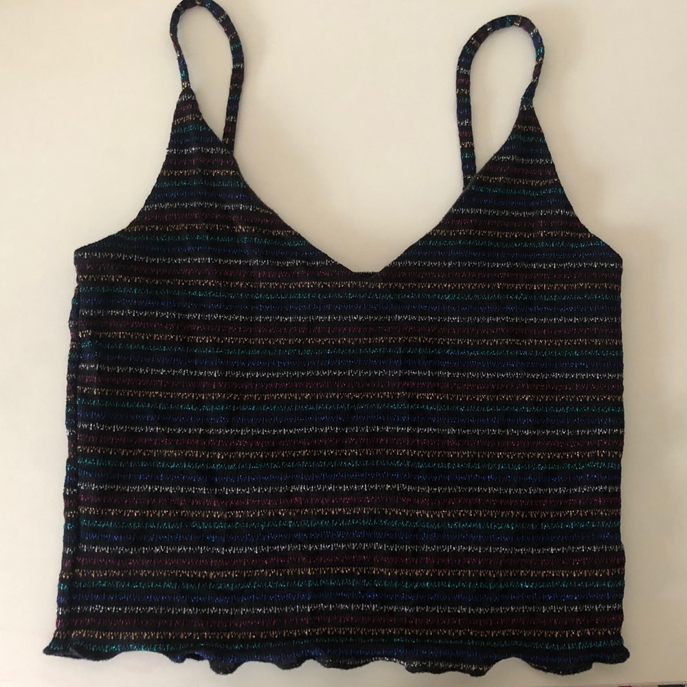 Forever 21 - Black Crop Top w/ Metallic stripes
